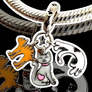 Cat Lover S925 Sterling Silver Pandora Moments Compatible Charm